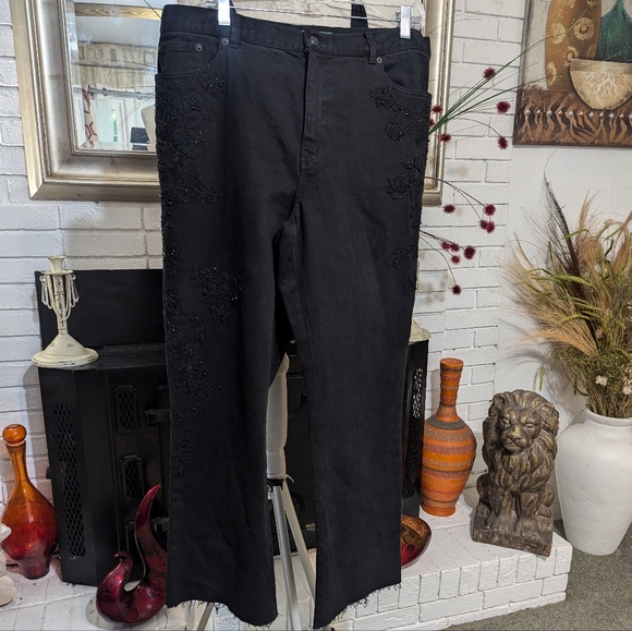 Lauren Jeans Co. Ralph Lauren Green Label Embroidered Jeans Vintage 90's - Picture 1 of 12